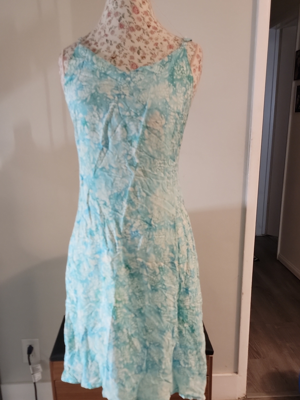 Aqua Floral Slip Midi Dress - Women's Lightweight Summer Dress